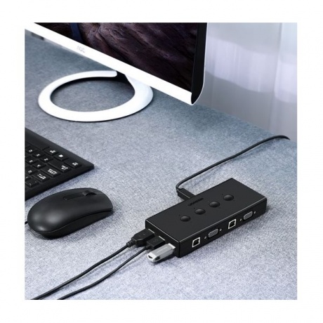 Разветвитель портов UGREEN CM154 (50280) 4-Port USB KVM Switch Box. черный - фото 6