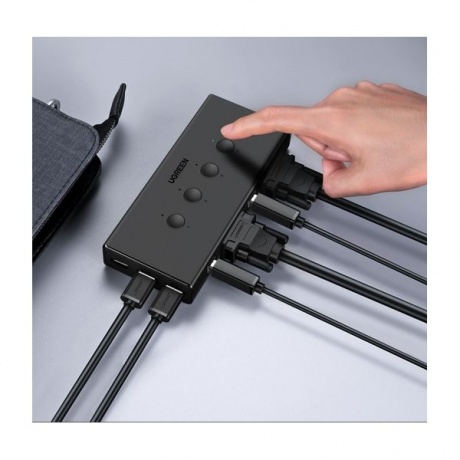 Разветвитель портов UGREEN CM154 (50280) 4-Port USB KVM Switch Box. черный - фото 7