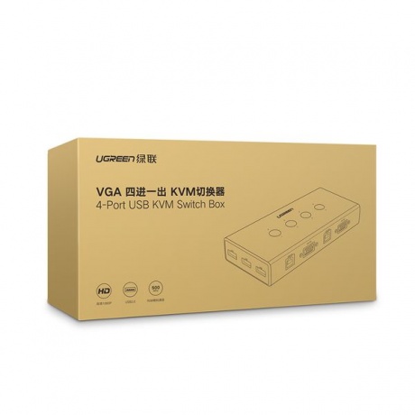 Разветвитель портов UGREEN CM154 (50280) 4-Port USB KVM Switch Box. черный - фото 8
