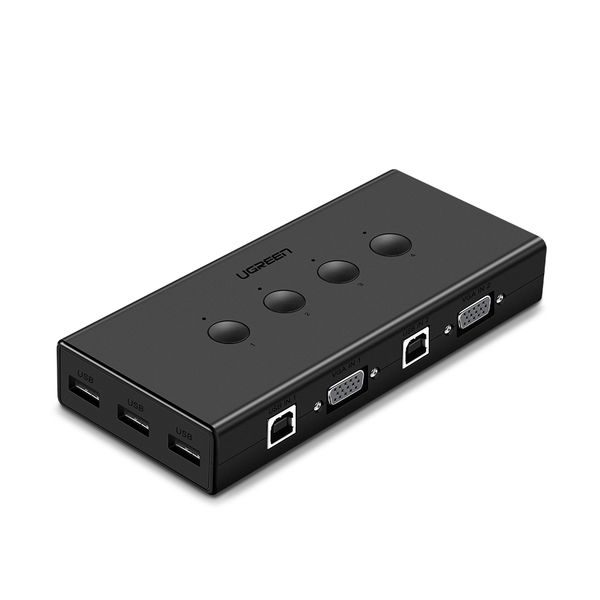 цена Разветвитель портов UGREEN CM154 (50280) 4-Port USB KVM Switch Box. черный