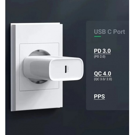 Сетевое зарядное устройство UGREEN CD127 (70161) PD 30W USB-C Wall Charger EU. белый - фото 2