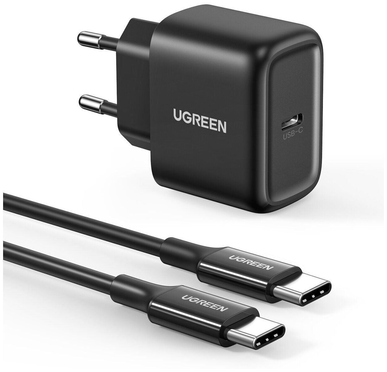 Сетевое зарядное устройство UGREEN CD250 (50581) USB-C 25W PD Charger + C-C 2M Cable EU. черный зарядное устройство ugreen usb type c быстрая зарядка 4 0 3 0 для iphone 13 12 xiaomi samsung qc 3 0 4 0