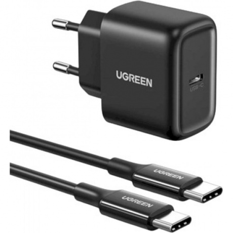 

Сетевое зарядное устройство UGREEN CD250 (50581) USB-C 25W PD Charger + C-C 2M Cable EU. черный