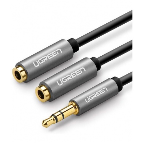 Сплиттер UGREEN AV123 (10532) 3.5mm Aux Stereo Audio Splitter Cable with Braid. 20 см. черный - фото 1