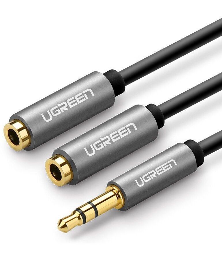 Сплиттер UGREEN AV123 (10532) 3.5mm Aux Stereo Audio Splitter Cable with Braid. 20 см. черный
