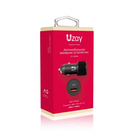 Автомобильное зарядное устройство Uzay 38Вт USB-C+USB-A, PD, QC, черное - фото 10