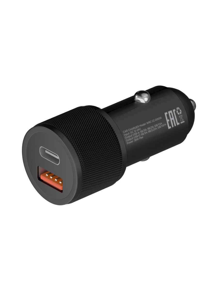 Автомобильное зарядное устройство Uzay 38Вт USB-C+USB-A, PD, QC, черное цена и фото