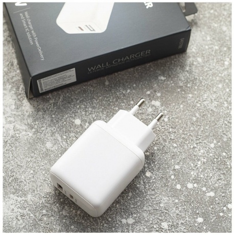 Сетевое зарядное устройство OLMIO 45W, Type-C +USB, PD, Smart IC, white - фото 4