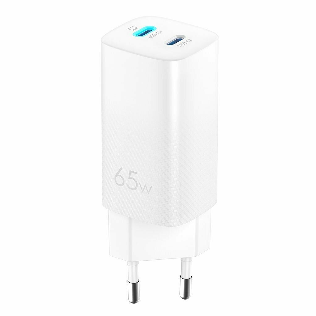 цена Сетевое зарядное устройство OLMIO 65W, Type-Cx2, PD, GaN, white