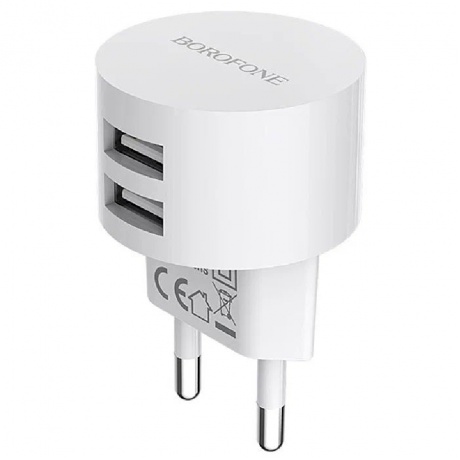 Сетевое зарядное устройство+кабель Micro-USB Borofone BA23A Brilliant, 2USB, 2.4A, белый (04016) - фото 2