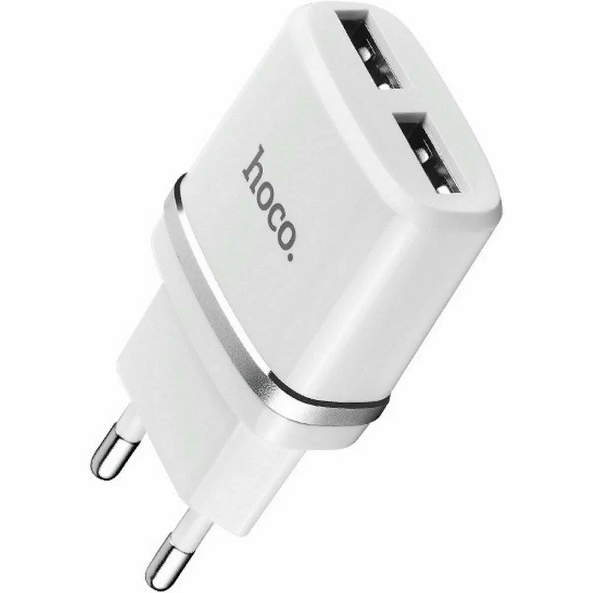 Сетевое зарядное устройство+кабель Micro-USB Hoco C12, 2USB, 2.4A, белый (47773) сетевое зарядное устройство maimi t7 smart charger kit usb порт кабель micro usb white