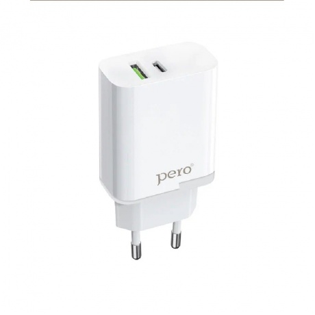 Сетевое зарядное устройство PERO TC18 USB-C + USB-C, PD 35W белый - фото 1
