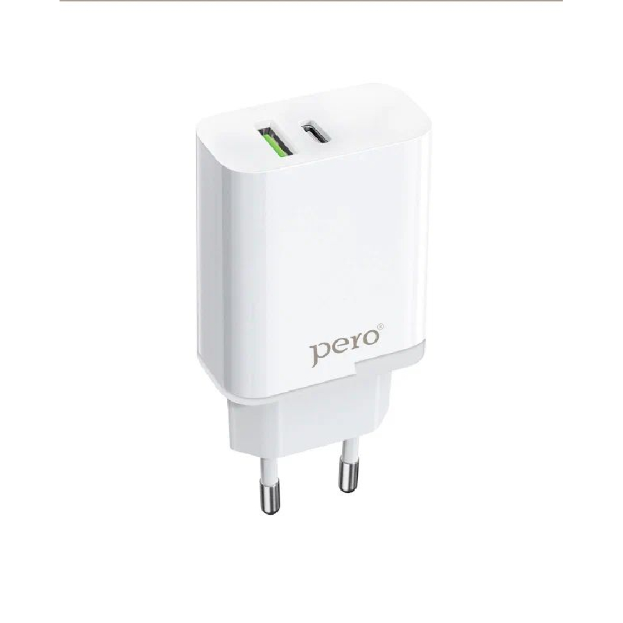 цена Сетевое зарядное устройство PERO TC18 USB-C + USB-C, PD 35W белый