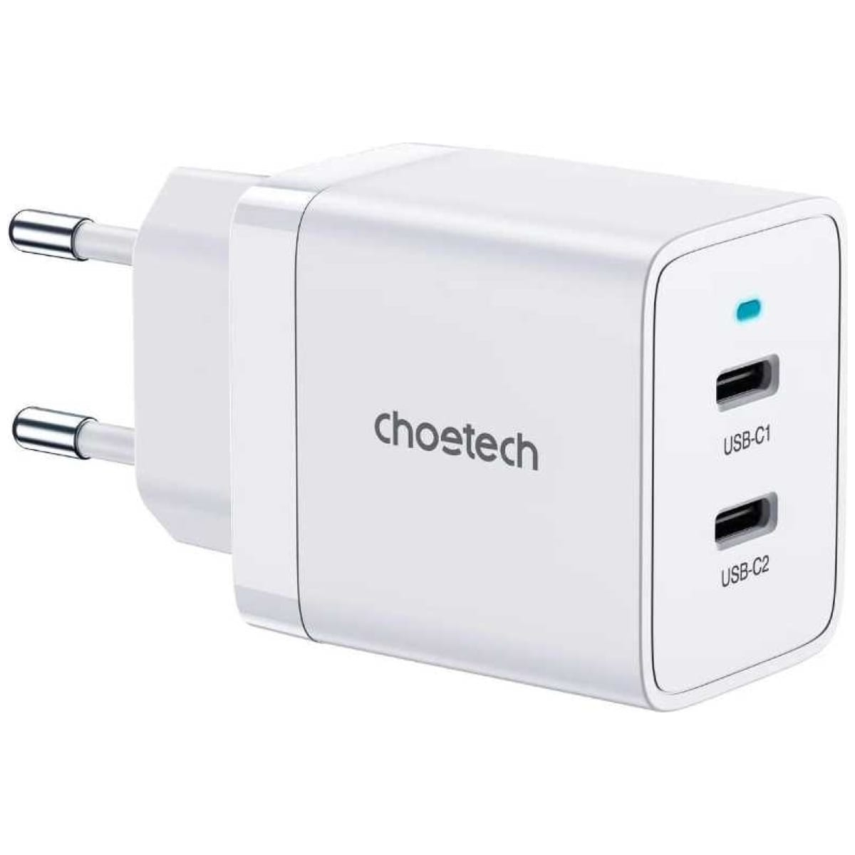 Сетевое зарядное устройство Choetech 40Вт (2xUSB-C) PD/PPS, цвет белый (Q5006) зарядное устройство choetech solar power 100w sc009