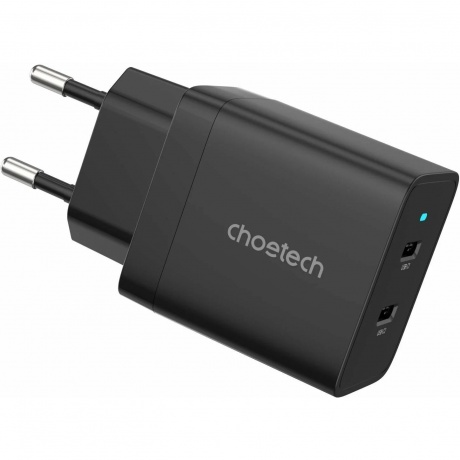 Сетевое зарядное устройство Choetech 40Вт (2xUSB-C) PD/PPS, цвет черный (Q5006) - фото 2