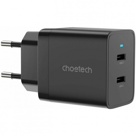 Сетевое зарядное устройство Choetech 40Вт (2xUSB-C) PD/PPS, цвет черный (Q5006) - фото 3