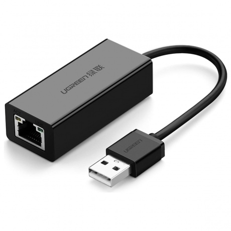 Сетевой адаптер UGREEN USB 2.0, 10/100 Мбит/с, цвет черный (20254) - фото 1