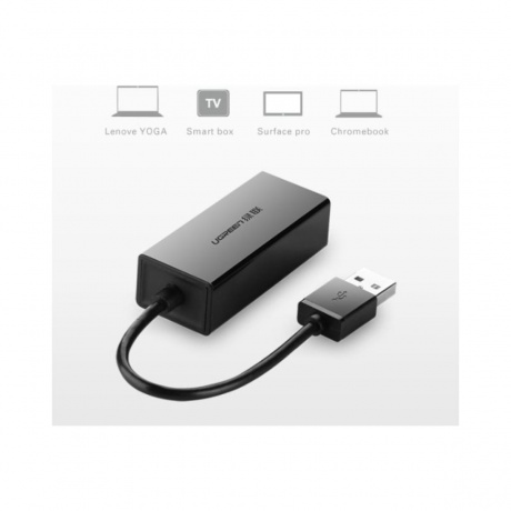 Сетевой адаптер UGREEN USB 2.0, 10/100 Мбит/с, цвет черный (20254) - фото 2