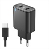 Сетевое зарядное устройство Olmio USBx2, 2.4A, +Type-C кабель, S...