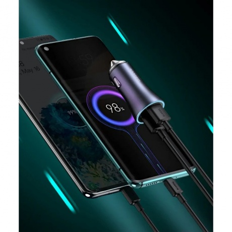 Автомобильное зарядное устройство Baseus Golden Contactor Pro Dark Gray (TZCCJD-A0G) - фото 15