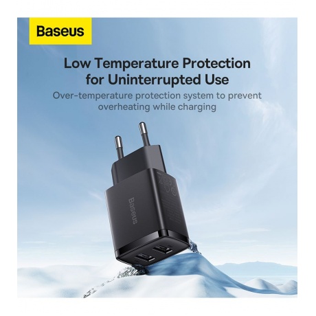 Сетевое зарядное устройство Baseus Compact 10.5W EU Black (CCXJ010201) - фото 17