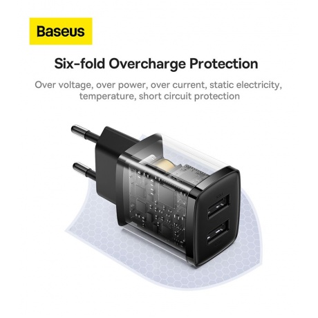 Сетевое зарядное устройство Baseus Compact 10.5W EU Black (CCXJ010201) - фото 18