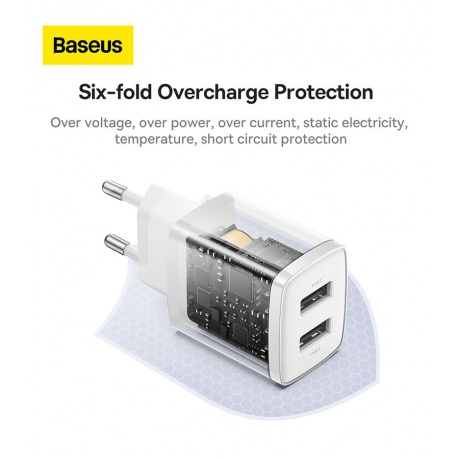 Сетевое зарядное устройство Baseus Compact Charger CCCP10UE White (CCXJ010202) - фото 15