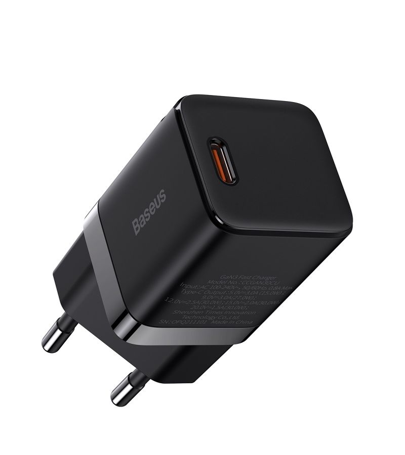 Сетевое зарядное устройство Baseus GaN3 30W CCGAN30CU Black (CCGN010101) сетевое зарядное устройство быстрая зарядка baseus gan3 fast charger 1c 30w eu black ccgn010101