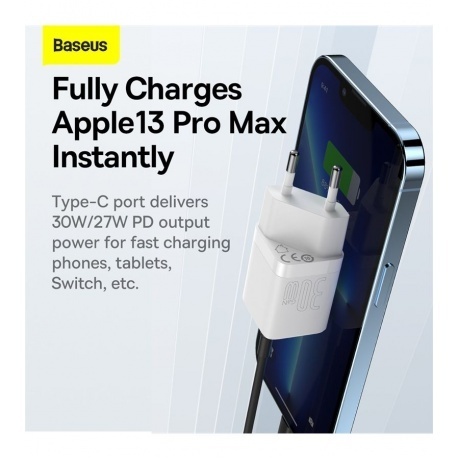Сетевое зарядное устройство Baseus GAN3 30W EU White (CCGN0101020) - фото 14