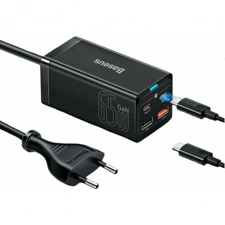 Сетевое зарядное устройство Baseus GaN3 Pro Desktop 65W EU Black (CCGP040101) - фото 3