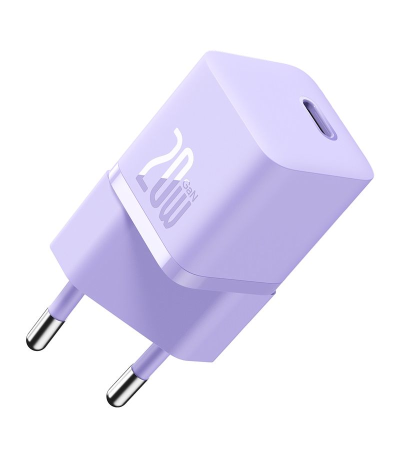 Сетевое зарядное устройство Baseus GaN5 20W EU Purple (CCGN050105) универсальный регулируемый импульсный источник питания трансформатор адаптер 60 вт 5 а вход 100 240 в переменного тока выход 12 в постоянного