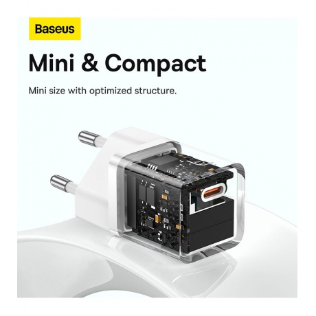 Сетевое зарядное устройство Baseus GaN5 30W White (CCGN070502) - фото 13