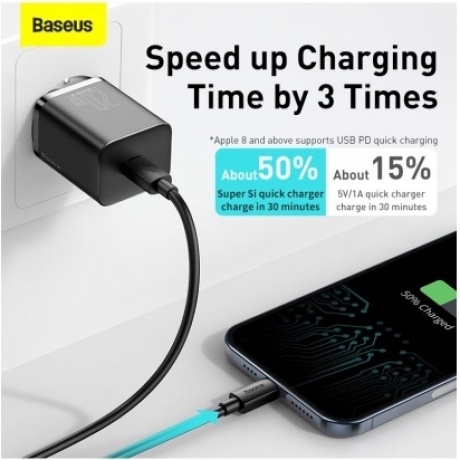 Сетевое зарядное устройство Baseus Super Si 20W EU Black (TZCCSUP-B01) - фото 13