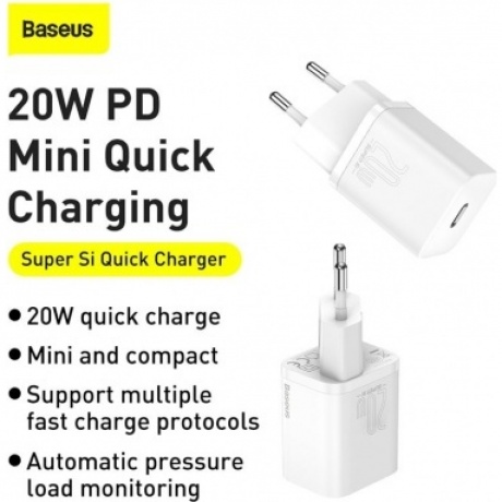 Сетевое зарядное устройство Baseus Super Si 20W EU White (TZCCSUP-B02) - фото 17