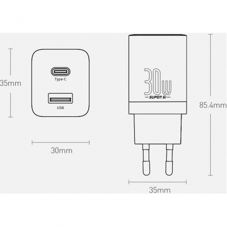 Сетевое зарядное устройство Baseus Super Si Pro 30W EU Black (CCSUPP-E01) - фото 19