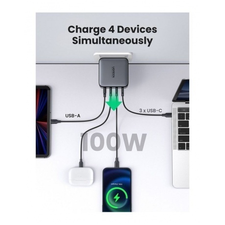 Сетевое зарядное устройство UGREEN CD226-90575 Space Gray (90575) - фото 3