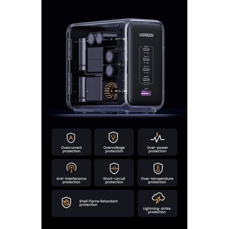 Сетевое зарядное устройство UGREEN CD333-90903B Nexode 300W GaN EU Black - фото 11