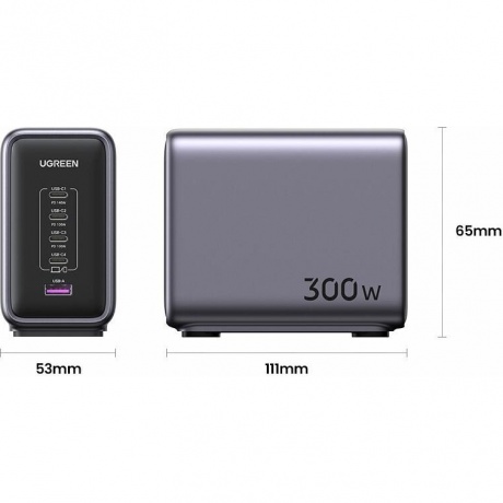 Сетевое зарядное устройство UGREEN CD333-90903B Nexode 300W GaN EU Black - фото 12