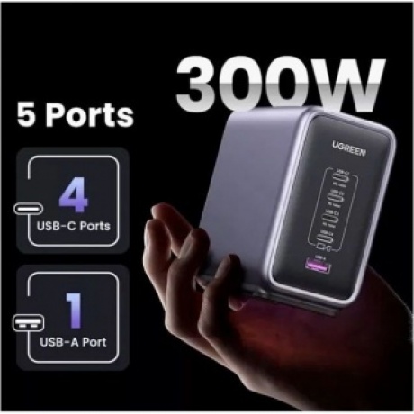 Сетевое зарядное устройство UGREEN CD333-90903B Nexode 300W GaN EU Black - фото 6