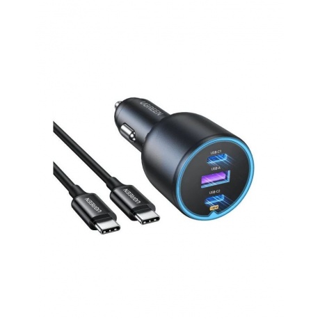 Автомобильное зарядное устройство UGREEN CD293 (90413) 2*USB-C PD+USB-A 130W Fast Car Charger. Цвет: черный - фото 1