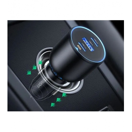 Автомобильное зарядное устройство UGREEN CD293 (90413) 2*USB-C PD+USB-A 130W Fast Car Charger. Цвет: черный - фото 7