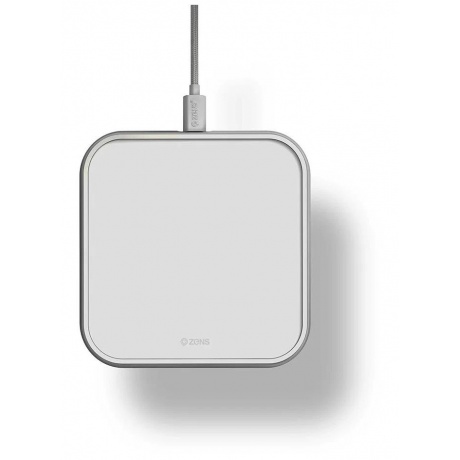Беспроводное зарядное устройство ZENS Aluminium Single Wireless Charger 10W. Цвет белый. - фото 1