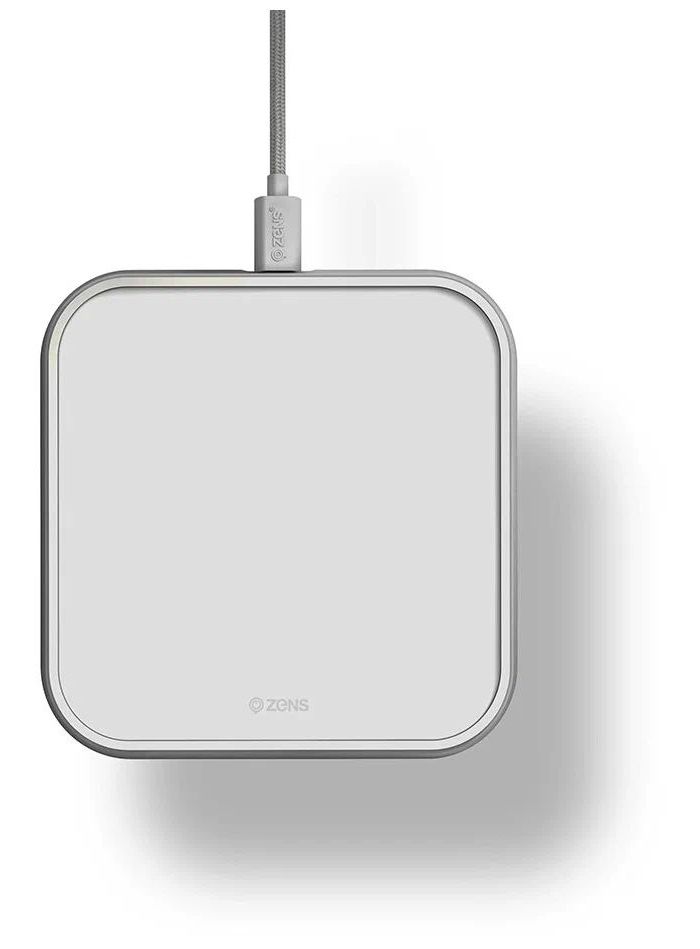 Беспроводное зарядное устройство ZENS Aluminium Single Wireless Charger 10W. Цвет белый.