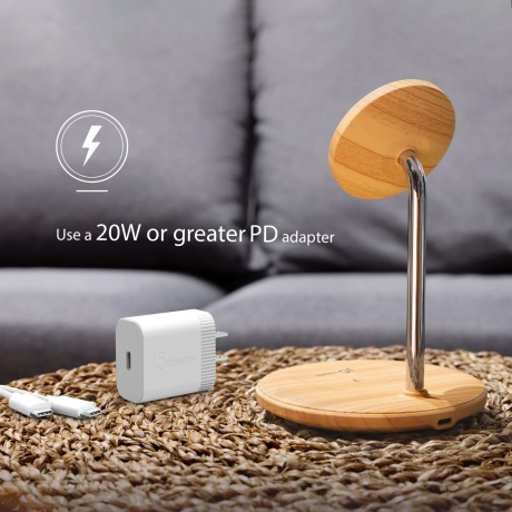 Беспроводное зарядное устройство-подставка j5Create Wood Grain 2-in-1 Magnetic Wireless Charging Stand - Wood - фото 14