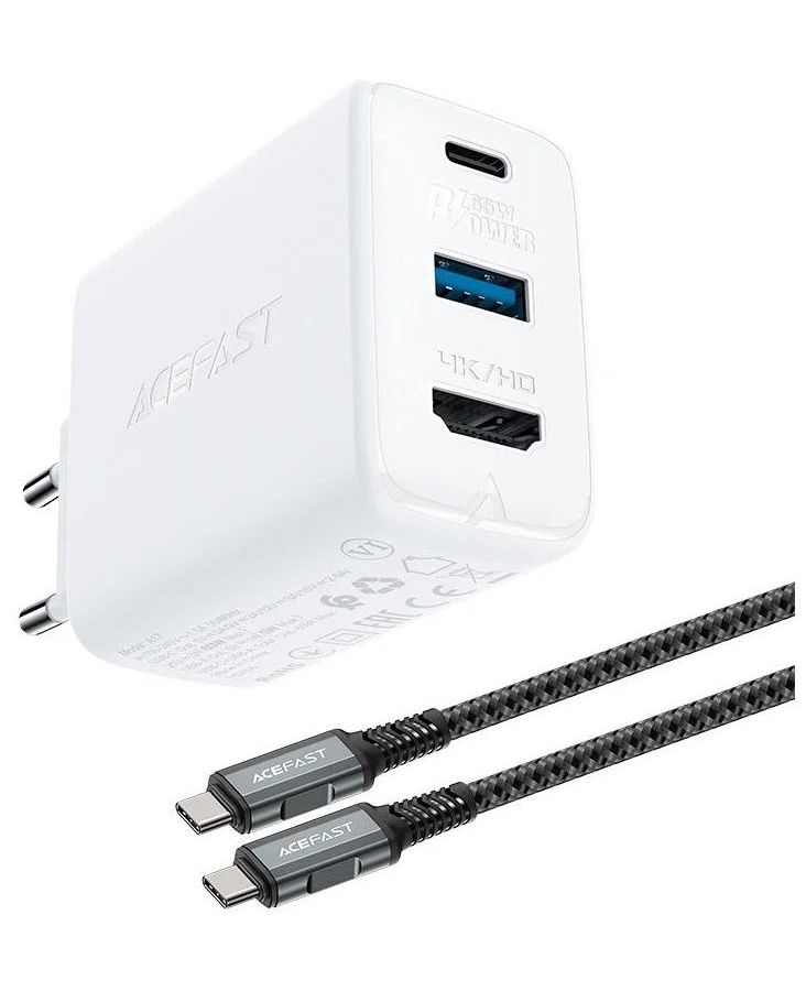 цена Сетевое зарядное устройство ACEFAST A17 65W белый