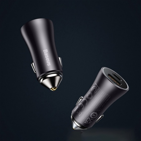 Автомобильное зарядное устройство Baseus Golden Contactor Max Dual темно-серый (CGJM000113) - фото 7