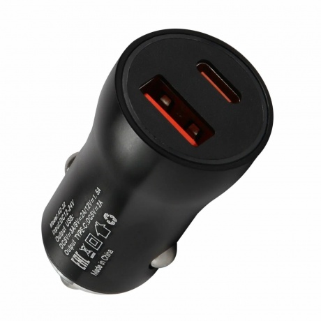 Автомобильное зарядное устройство Red Line 1 USB + Type-C (модель AC-22), 3A, черный - фото 2