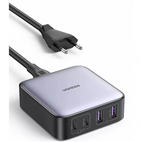 Сетевое зарядное устройство UGREEN 2*USB-A+2*USB-C 65W CD327 (Space Gray) 90747 - фото 1
