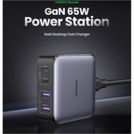 Сетевое зарядное устройство UGREEN 2*USB-A+2*USB-C 65W CD327 (Space Gray) 90747 - фото 14