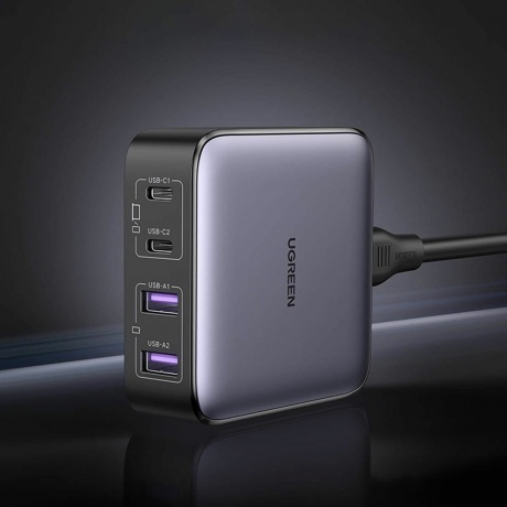 Сетевое зарядное устройство UGREEN 2*USB-A+2*USB-C 65W CD327 (Space Gray) 90747 - фото 9